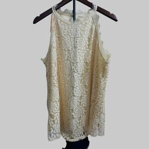 BERRYYOU Lace Halter‎ Top Ivory Women's Size XL-NWT